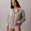 Sweat à capuche zippé intégral en jersey de coton avec logo Sweat à capuche zippé intégral en jersey de coton avec logo