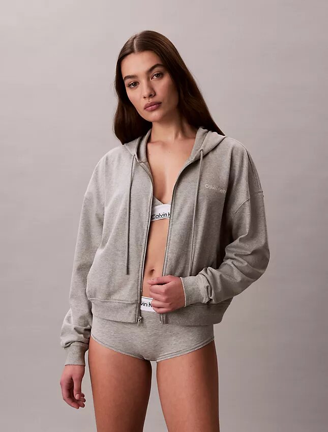 Sweat à capuche zippé intégral en jersey de coton avec logo Sweat à capuche zippé intégral en jersey de coton avec logo