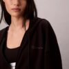 Sweat à capuche zippé intégral en jersey de coton avec logo Sweat à capuche zippé intégral en jersey de coton avec logo
