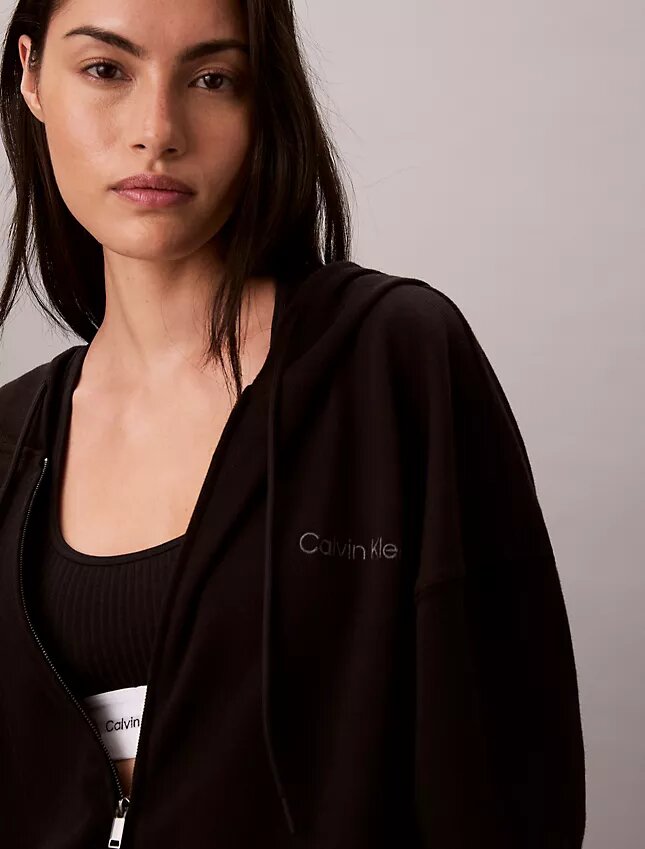 Sweat à capuche zippé intégral en jersey de coton avec logo Sweat à capuche zippé intégral en jersey de coton avec logo