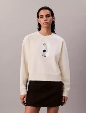 Sweat-shirt ample à motif graphique Kate Moss en tissu éponge