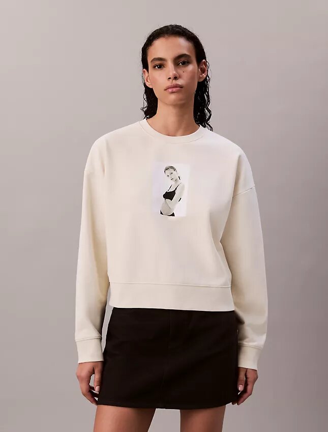 Sweat-shirt ample à motif graphique Kate Moss en tissu éponge Sweat-shirt ample à motif graphique Kate Moss en tissu éponge
