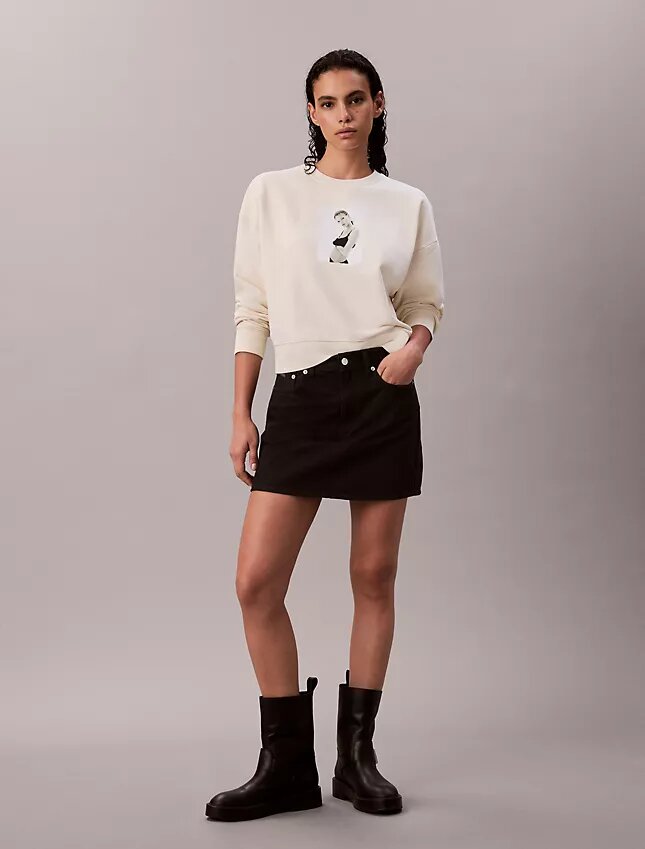 Sweat-shirt ample à motif graphique Kate Moss en tissu éponge Sweat-shirt ample à motif graphique Kate Moss en tissu éponge