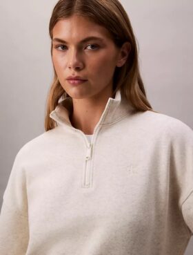 Sweat-shirt à col montant et fermeture éclair quart de longueur en molleton avec logo Archive