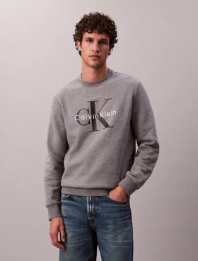 Sweat-shirt à col rond en molleton Monologo