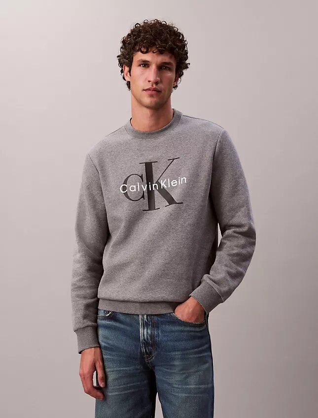 Sweat-shirt à col rond en molleton Monologo Sweat-shirt à col rond en molleton Monologo