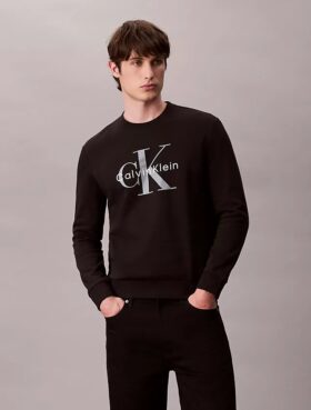 Sweat-shirt à col rond en molleton Monologo