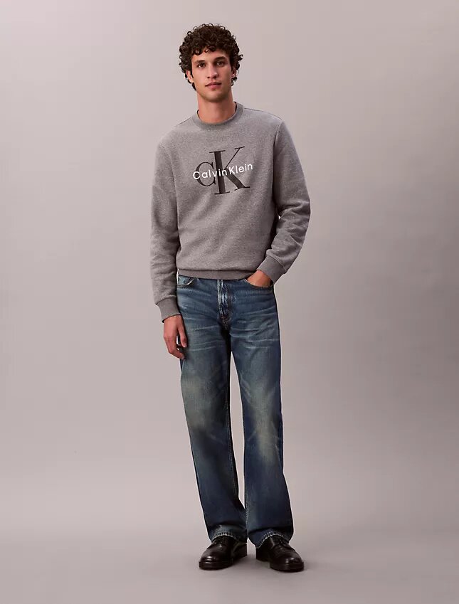 Sweat-shirt à col rond en molleton Monologo Sweat-shirt à col rond en molleton Monologo