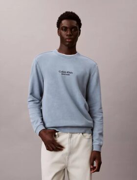 Sweat-shirt à col rond en tissu éponge avec logo