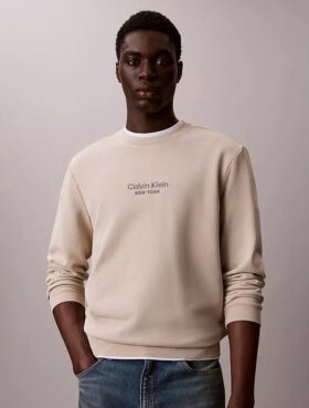 Sweat-shirt à col rond en tissu éponge avec logo
