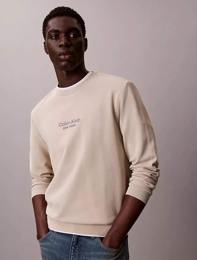 Sweat-shirt à col rond en tissu éponge avec logo Sweat-shirt à col rond en tissu éponge avec logo