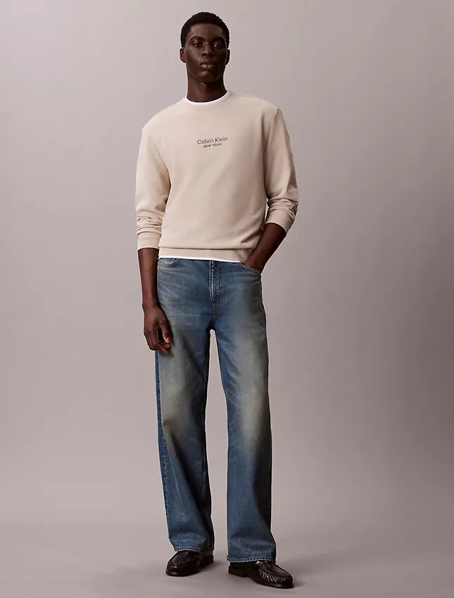 Sweat-shirt à col rond en tissu éponge avec logo Sweat-shirt à col rond en tissu éponge avec logo
