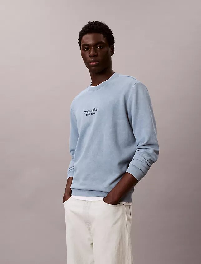 Sweat-shirt à col rond en tissu éponge avec logo Sweat-shirt à col rond en tissu éponge avec logo