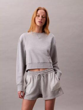 Sweat-shirt court décontracté en molleton français