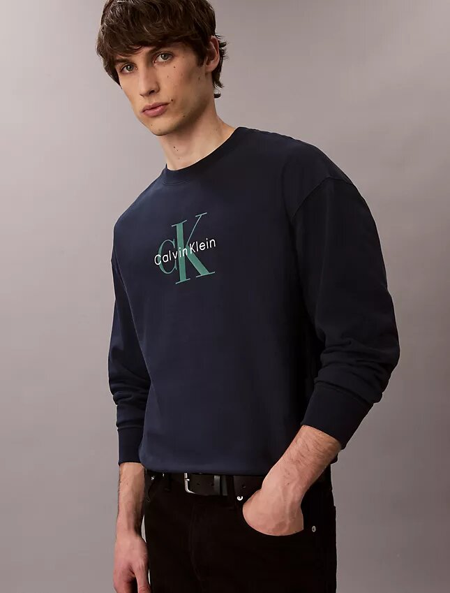 Sweat-shirt décontracté en tissu éponge haut de gamme avec logo Monogram Sweat-shirt décontracté en tissu éponge haut de gamme avec logo Monogram