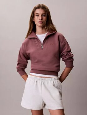 Sweat-shirt en molleton à fermeture éclair quart de longueur Monogram