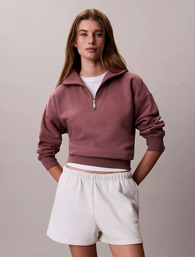 Sweat-shirt en molleton à fermeture éclair quart de longueur Monogram Sweat-shirt en molleton à fermeture éclair quart de longueur Monogram