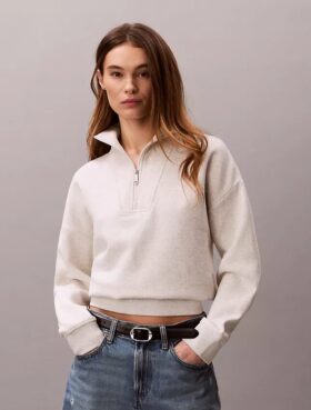 Sweat-shirt en molleton à fermeture éclair quart de longueur Monogram