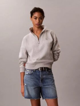Sweat-shirt en molleton à fermeture éclair quart de longueur Monogram
