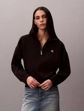 Sweat-shirt en molleton à fermeture éclair quart de longueur Monogram