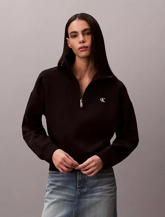 Sweat-shirt en molleton à fermeture éclair quart de longueur Monogram Sweat-shirt en molleton à fermeture éclair quart de longueur Monogram