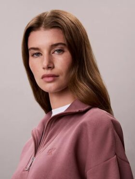 Sweat-shirt en molleton à fermeture éclair quart de longueur Monogram