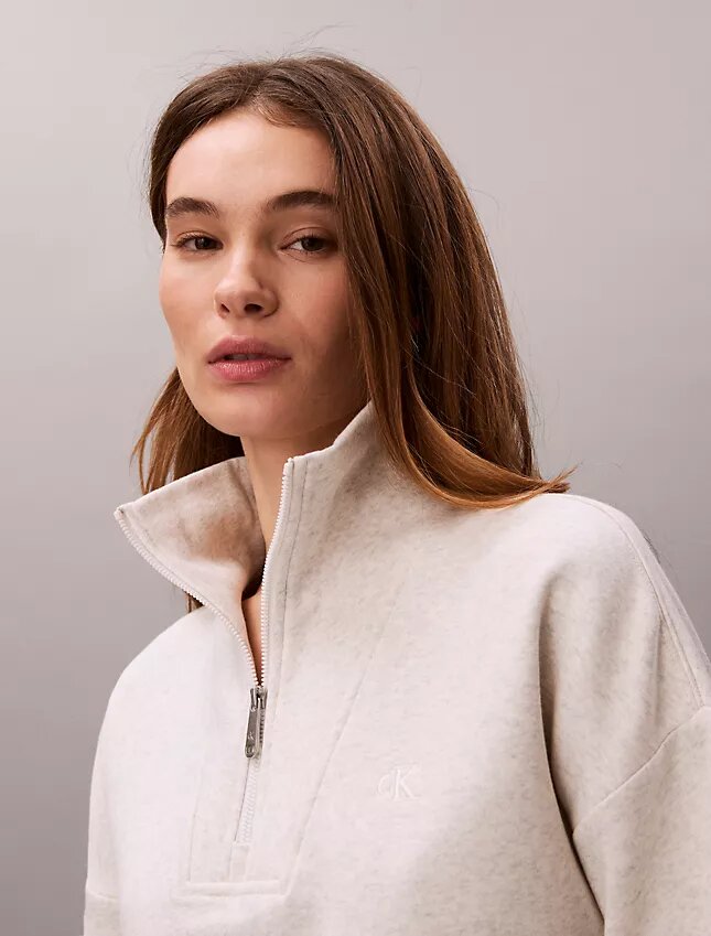Sweat-shirt en molleton à fermeture éclair quart de longueur Monogram Sweat-shirt en molleton à fermeture éclair quart de longueur Monogram