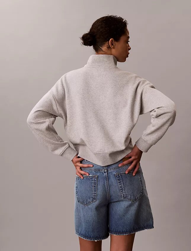 Sweat-shirt en molleton à fermeture éclair quart de longueur Monogram Sweat-shirt en molleton à fermeture éclair quart de longueur Monogram