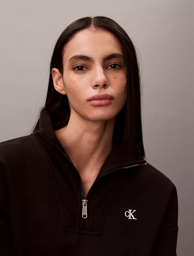 Sweat-shirt en molleton à fermeture éclair quart de longueur Monogram Sweat-shirt en molleton à fermeture éclair quart de longueur Monogram