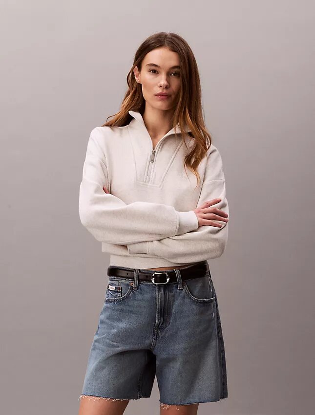 Sweat-shirt en molleton à fermeture éclair quart de longueur Monogram Sweat-shirt en molleton à fermeture éclair quart de longueur Monogram