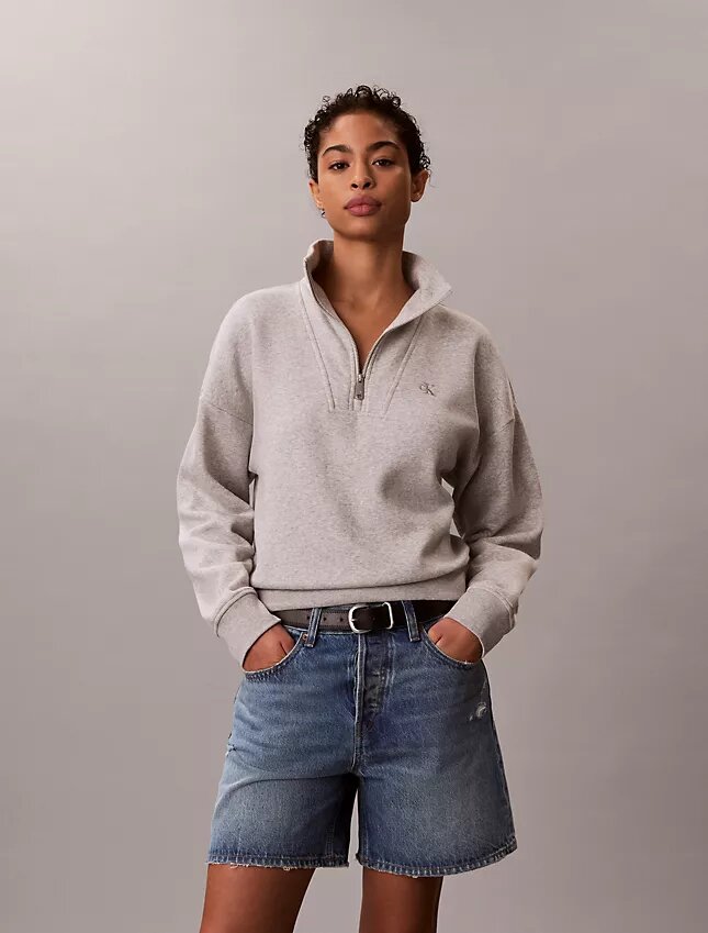 Sweat-shirt en molleton à fermeture éclair quart de longueur Monogram Sweat-shirt en molleton à fermeture éclair quart de longueur Monogram