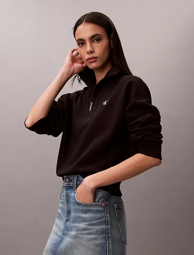 Sweat-shirt en molleton à fermeture éclair quart de longueur Monogram Sweat-shirt en molleton à fermeture éclair quart de longueur Monogram