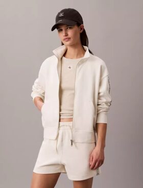 Sweat-shirt à fermeture éclair intégrale avec bandeau logo