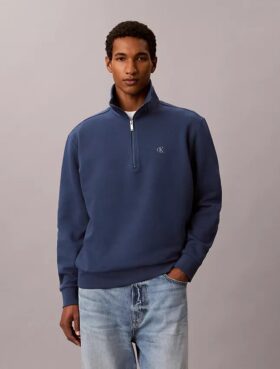 Sweat-shirt à fermeture éclair quart de longueur en molleton avec logo Archive