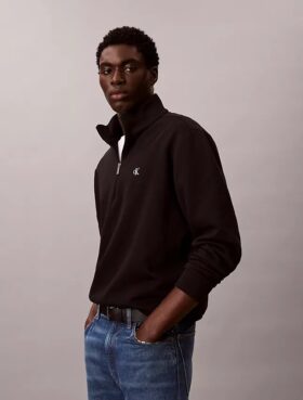 Sweat-shirt à fermeture éclair quart de longueur en molleton avec logo Archive