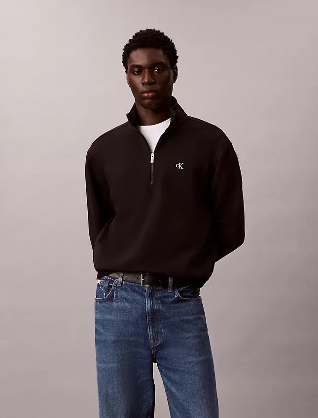 Sweat-shirt à fermeture éclair quart de longueur en molleton avec logo Archive Sweat-shirt à fermeture éclair quart de longueur en molleton avec logo Archive
