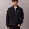 Sweat-shirt à fermeture éclair quart de longueur en tissu éponge premium Monologo Sweat-shirt à fermeture éclair quart de longueur en tissu éponge premium Monologo