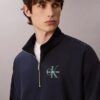 Sweat-shirt à fermeture éclair quart de longueur en tissu éponge premium Monologo Sweat-shirt à fermeture éclair quart de longueur en tissu éponge premium Monologo