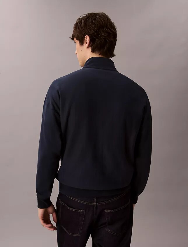 Sweat-shirt à fermeture éclair quart de longueur en tissu éponge premium Monologo Sweat-shirt à fermeture éclair quart de longueur en tissu éponge premium Monologo
