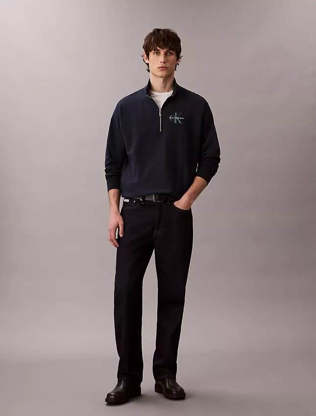 Sweat-shirt à fermeture éclair quart de longueur en tissu éponge premium Monologo Sweat-shirt à fermeture éclair quart de longueur en tissu éponge premium Monologo