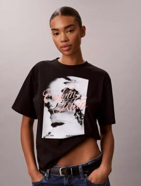 T-shirt ample avec logo graphique en lettres délavées