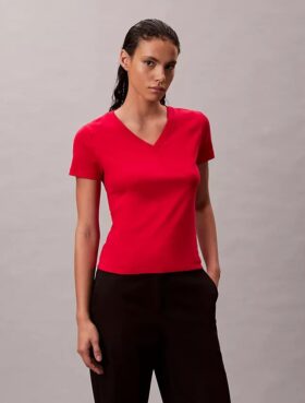 T-shirt ample à col en V en coton Liquid