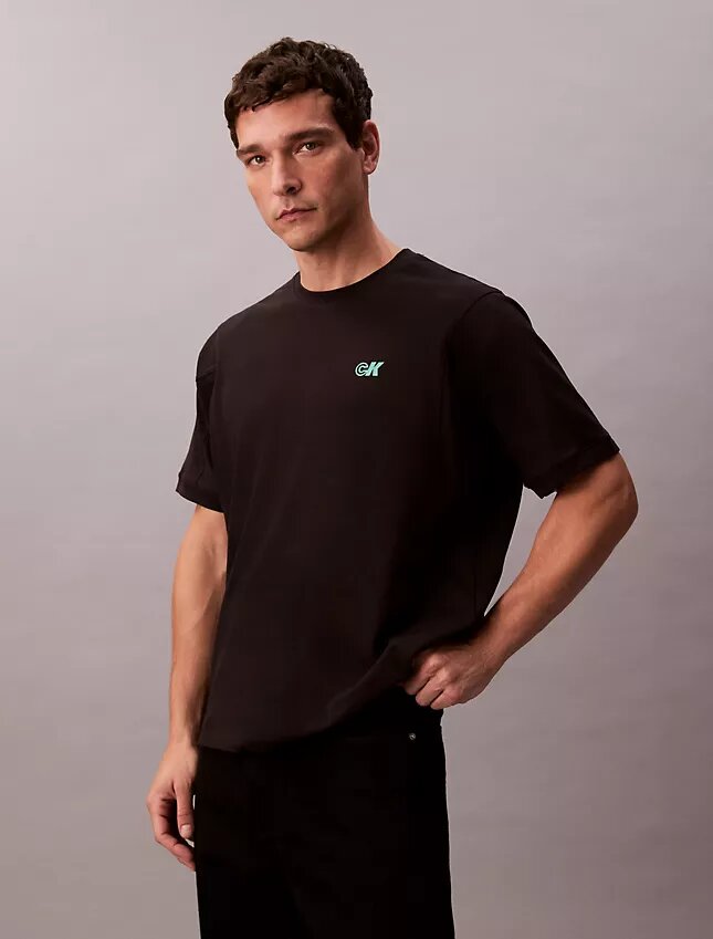 T-shirt ample en piqué rafraîchissant avec logo T-shirt ample en piqué rafraîchissant avec logo