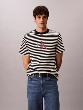 T-shirt ample à rayures et Monogram