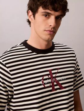 T-shirt ample à rayures et Monogram