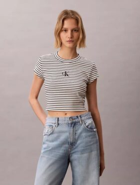 T-shirt bébé à rayures et bord-côtes Monogram