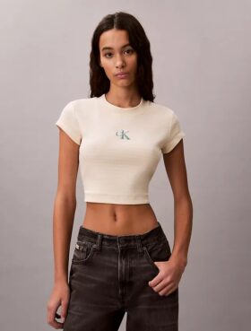 T-shirt bébé à rayures et bord-côtes Monogram