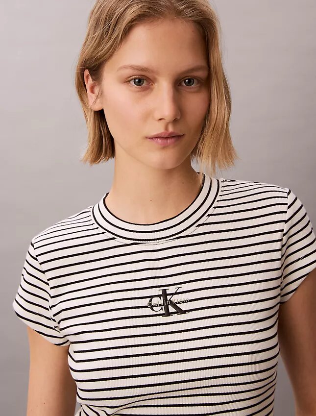 T-shirt bébé à rayures et bord-côtes Monogram T-shirt bébé à rayures et bord-côtes Monogram