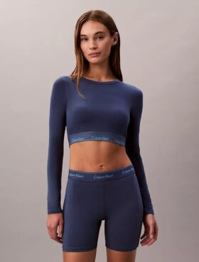 T-shirt Bralette à manches longues légèrement doublé en coton Modal Icon