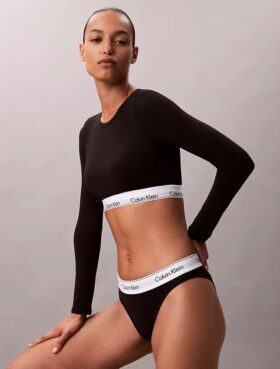 T-shirt Bralette à manches longues légèrement doublé en coton Modal Icon
